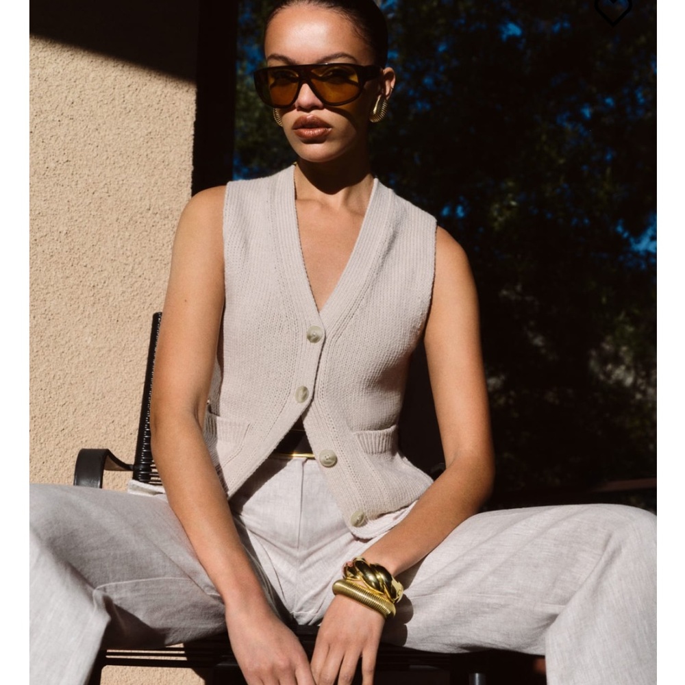 Reformation Emmy Super Soft Cashmere Organic Cotton blend sweater vest NWT small